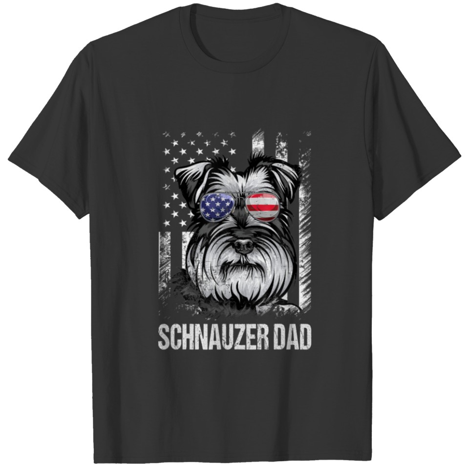 Mens Best Schnauzer Dad Ever American Flag Dog Lov T-shirt