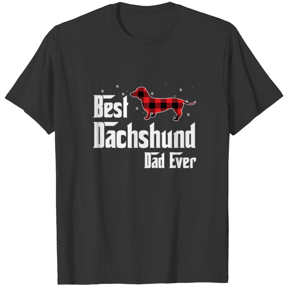 Best Dachshund Dad Ever Red Plaid Christmas For Do T-shirt