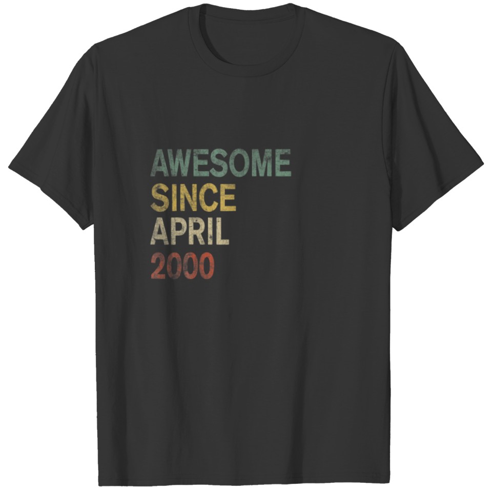 21St Birthday Awesome Since April 2000 Vintage 21 T-shirt