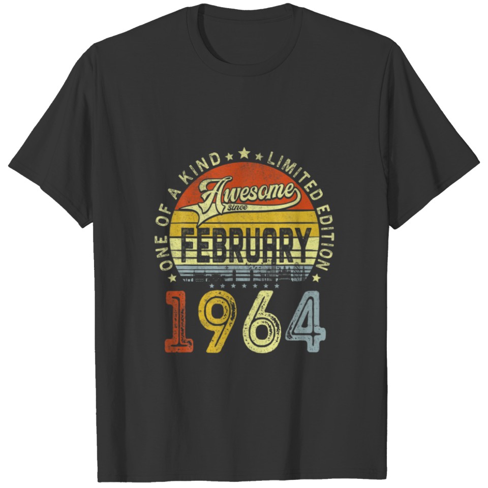 58Th Birthday Decoration February 1964 Men Women 5 T-shirt
