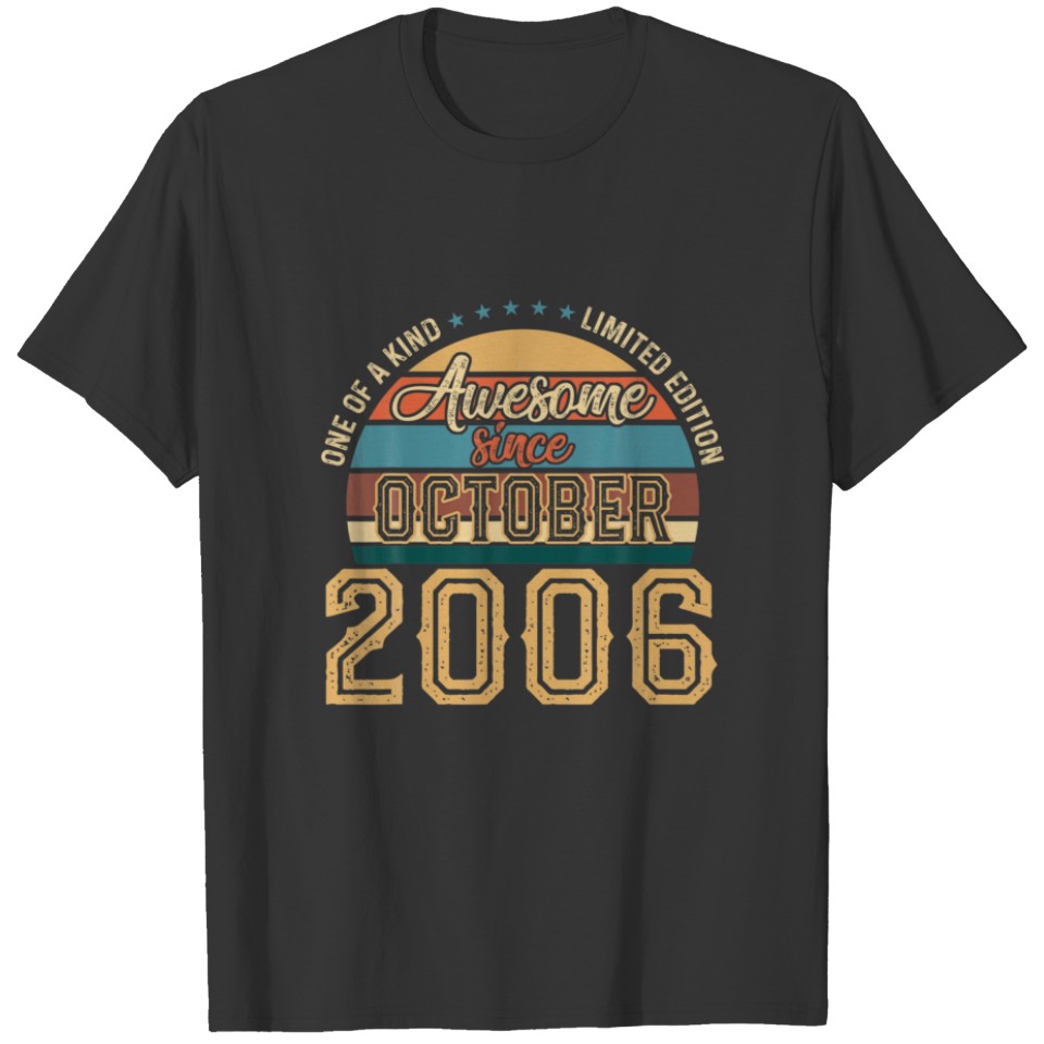 15 Years Old Awesome Since October 2006 15Th Birth T-shirt