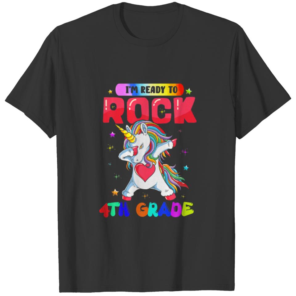 I Am Ready Rock 4Th Grade Dabbing Unicorn Back To T-shirt