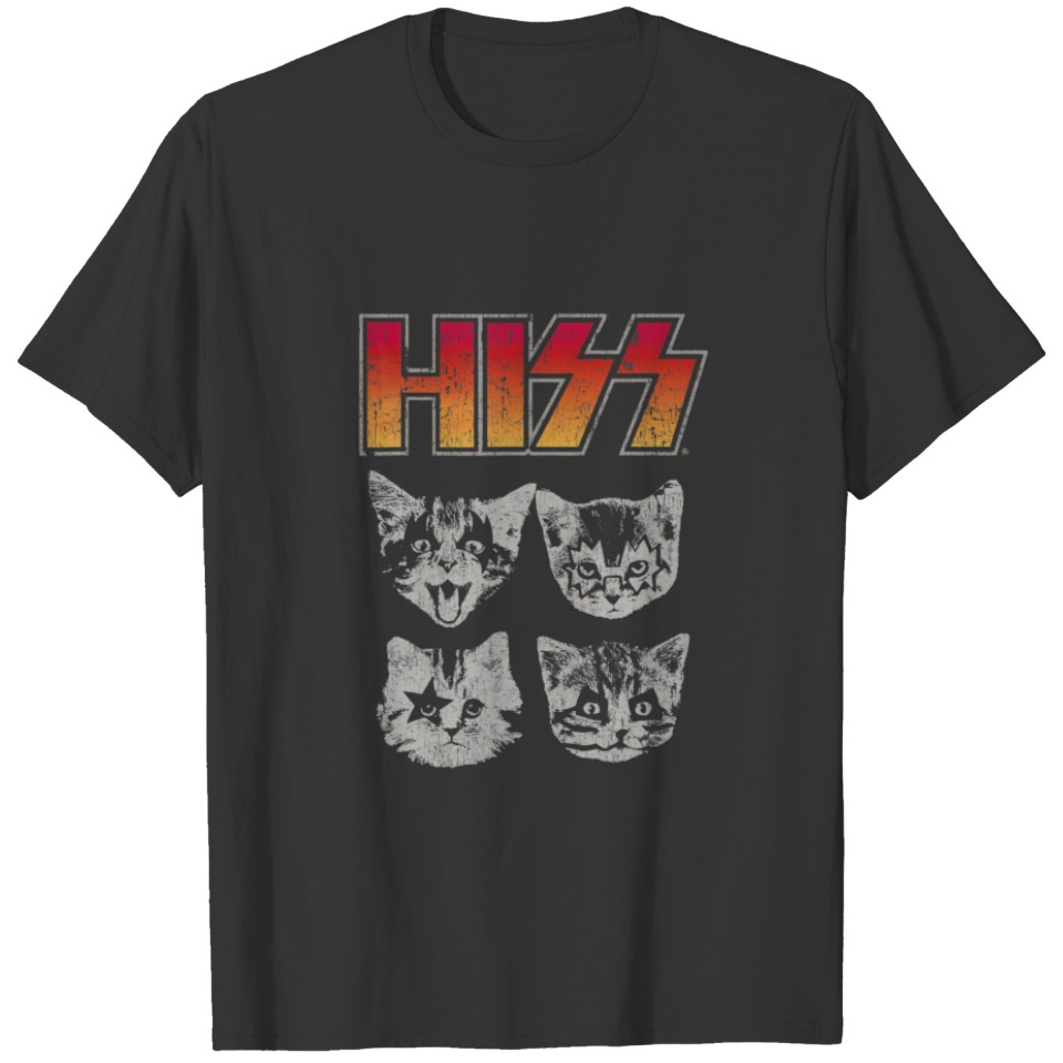 HISS Cat Funny Cats Kittens Rock Music Cat Lover H T-shirt