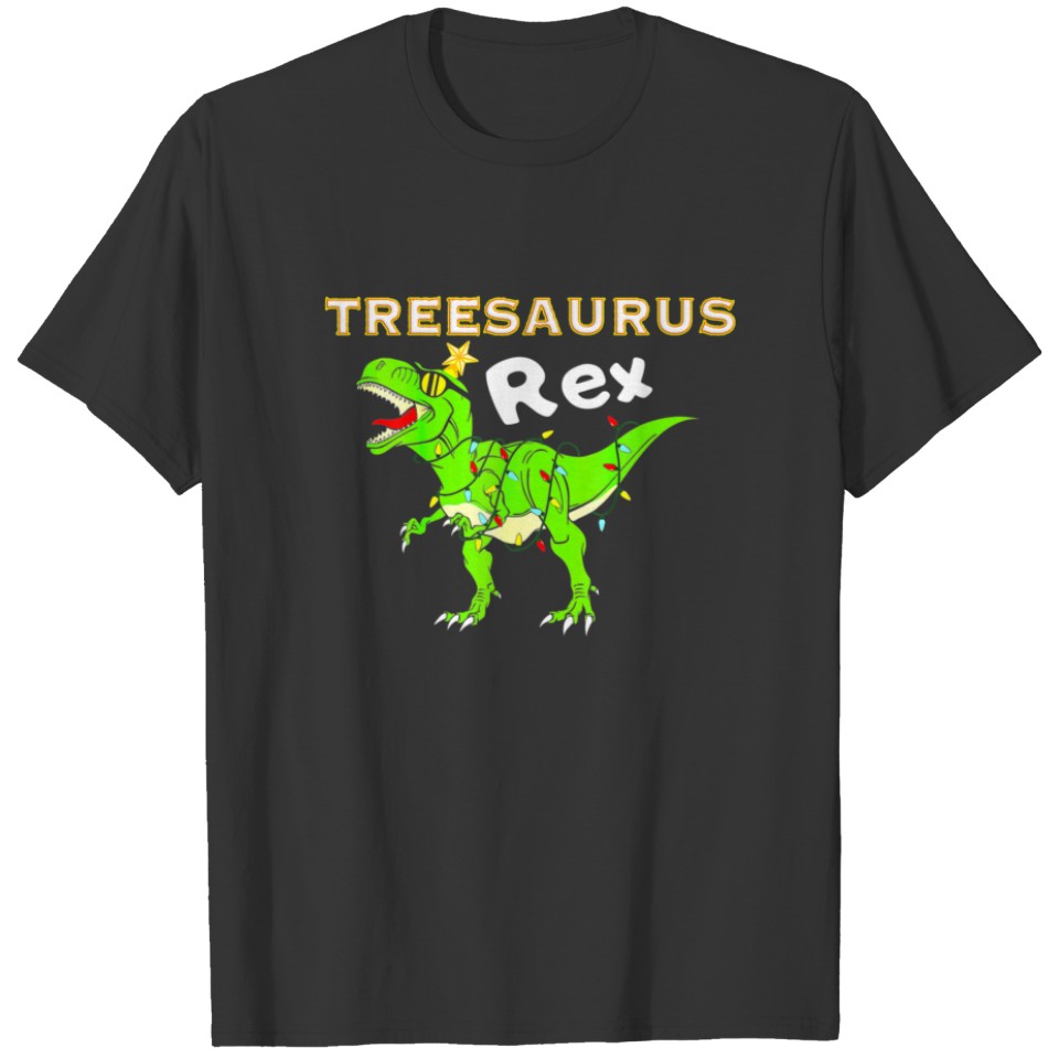 Boys Christmas Trex Santa Tree Rex Dinosaur T Rex T-shirt
