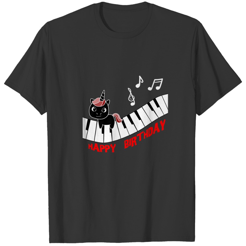 Piano Unicorn Piano Funny Animals Music Happy Birt T-shirt
