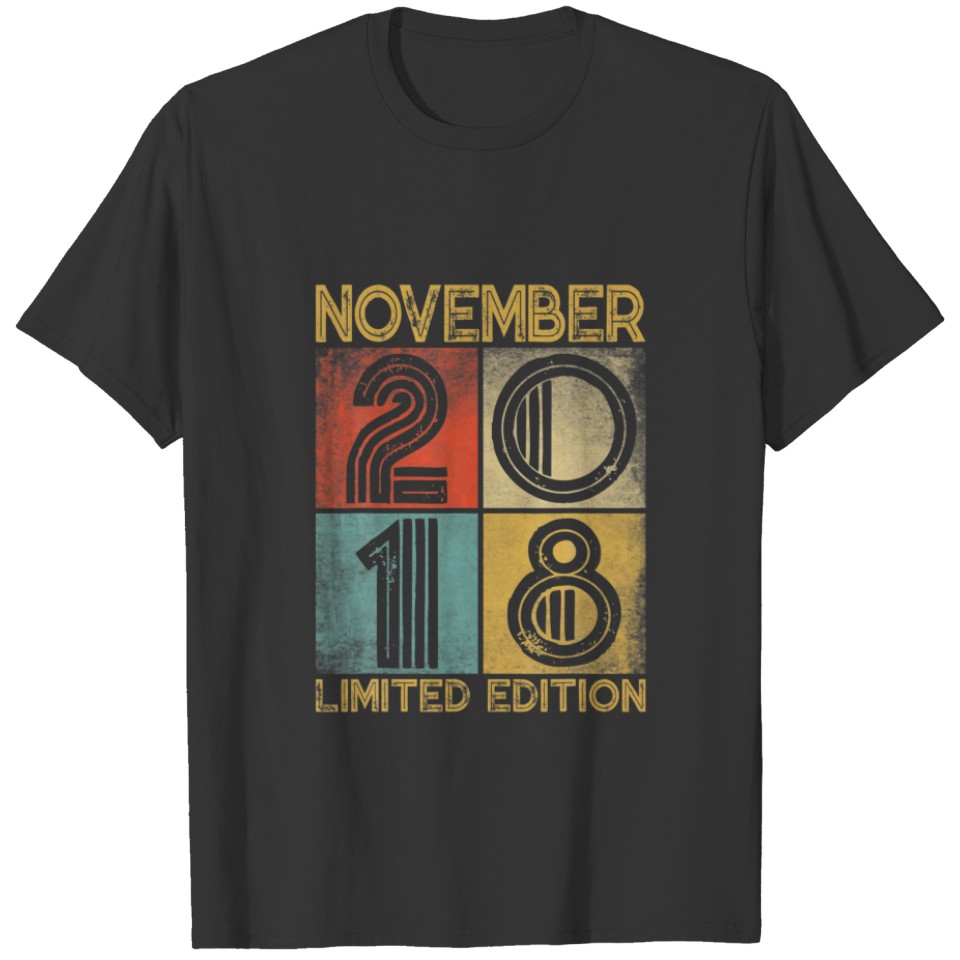 Distressed Retro November 2018 3Rd Birthday 3 Yrs T-shirt