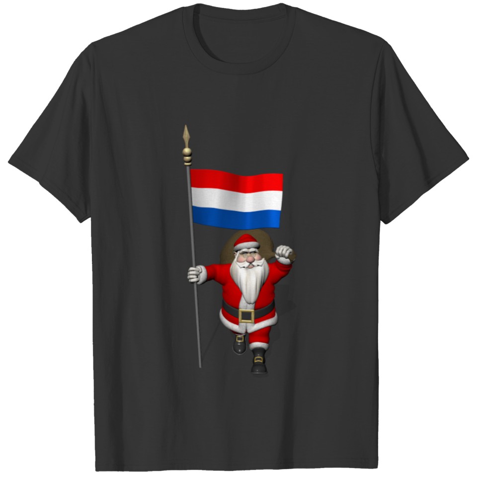 Santa Claus With Ensign Of The Netherlands T-shirt