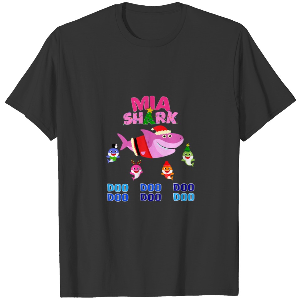 Womens Christmas Mia Shark Doo Doo Funny Xmas Grap T-shirt