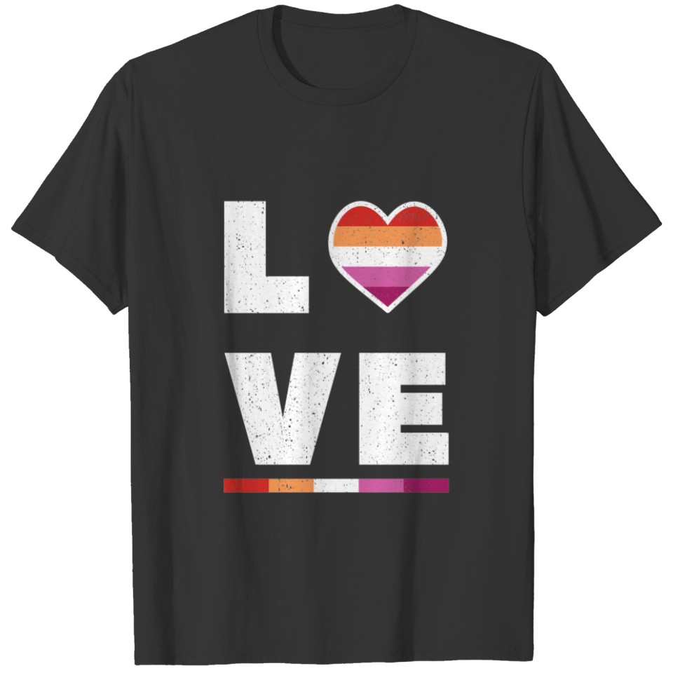 LGBTQ Lesbian Pride Flag Distressed Grunge Love T-shirt