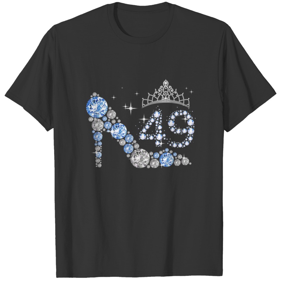 Mb 49Th Birthday Diamond High Heels Crown Sparklin T-shirt