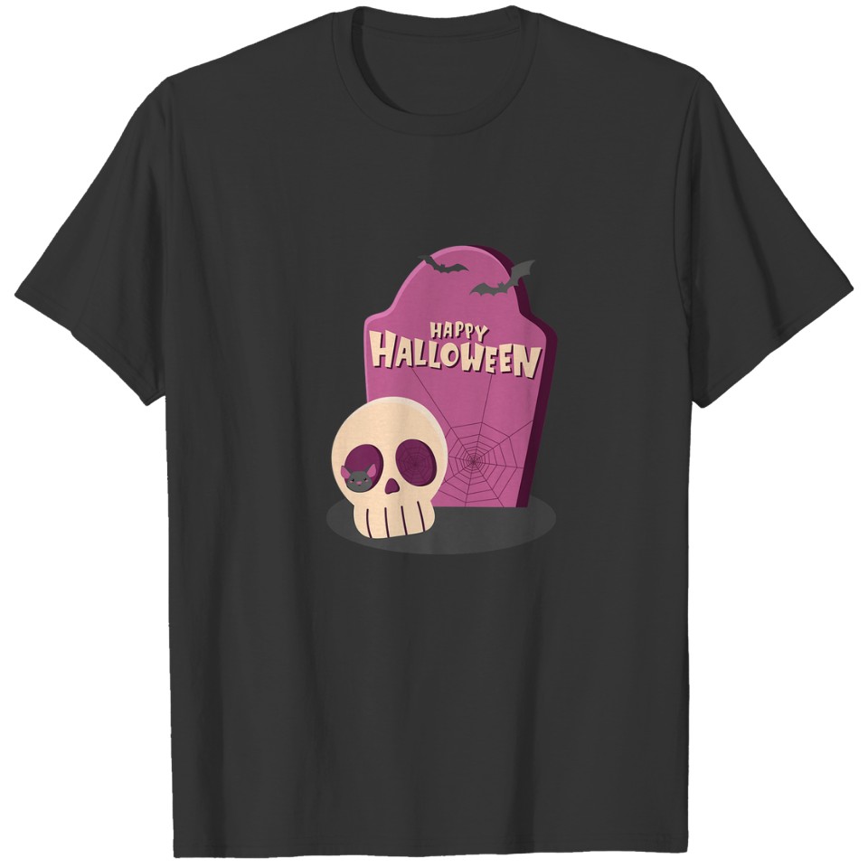 Halloween Headstone With Skull And Spider Web T-shirt