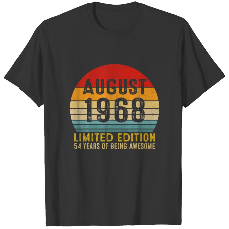 August 1968 54 Years Of Being Awesome Vintage 54Th T-shirt