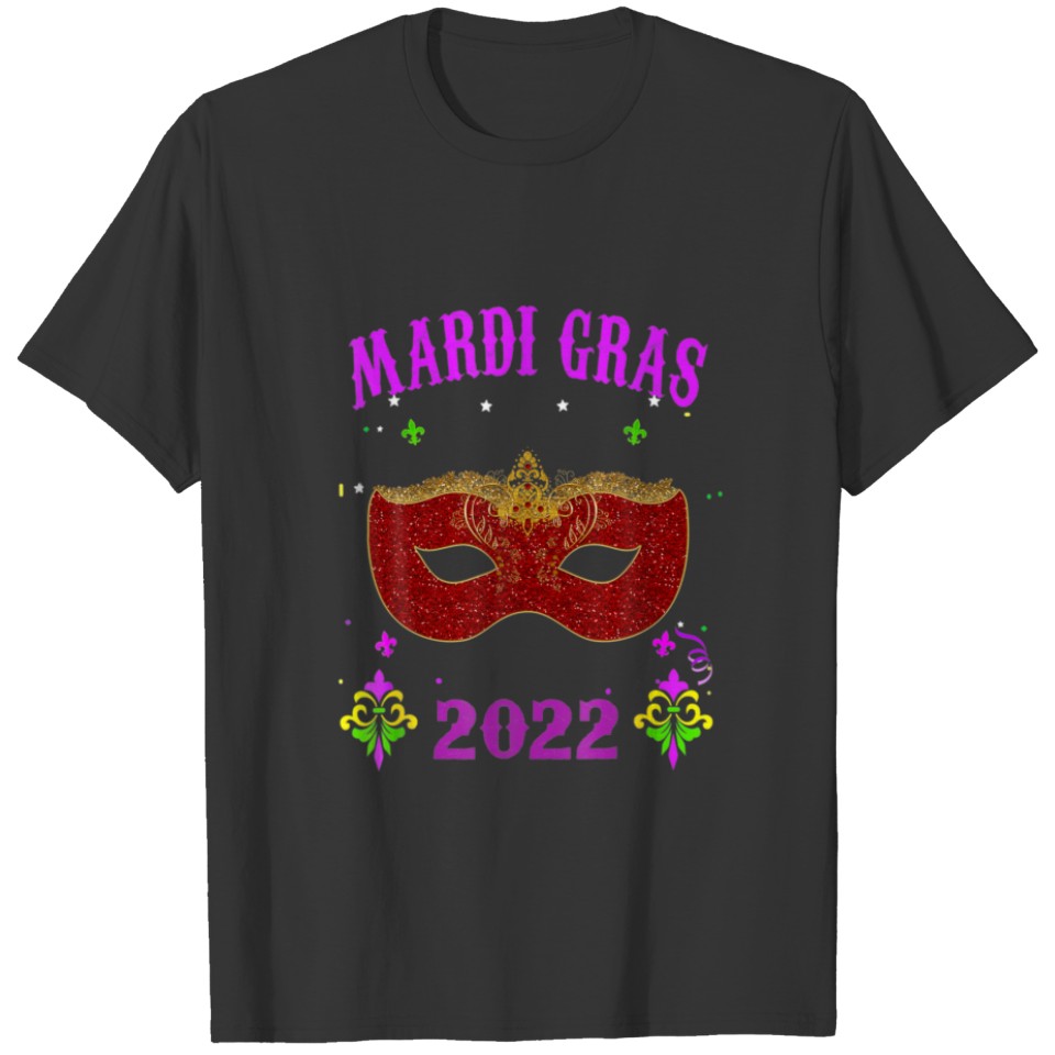 Funny Red Mask Mardi Gras Costume 2022 T-shirt