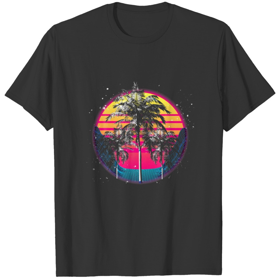 Tropical Vaporwave Palm Trees Summer Vibes Tropica T-shirt