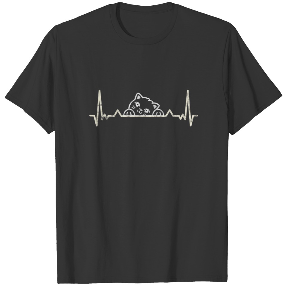 Cat Heartbeat EKG Kitten Feline Lady T-shirt