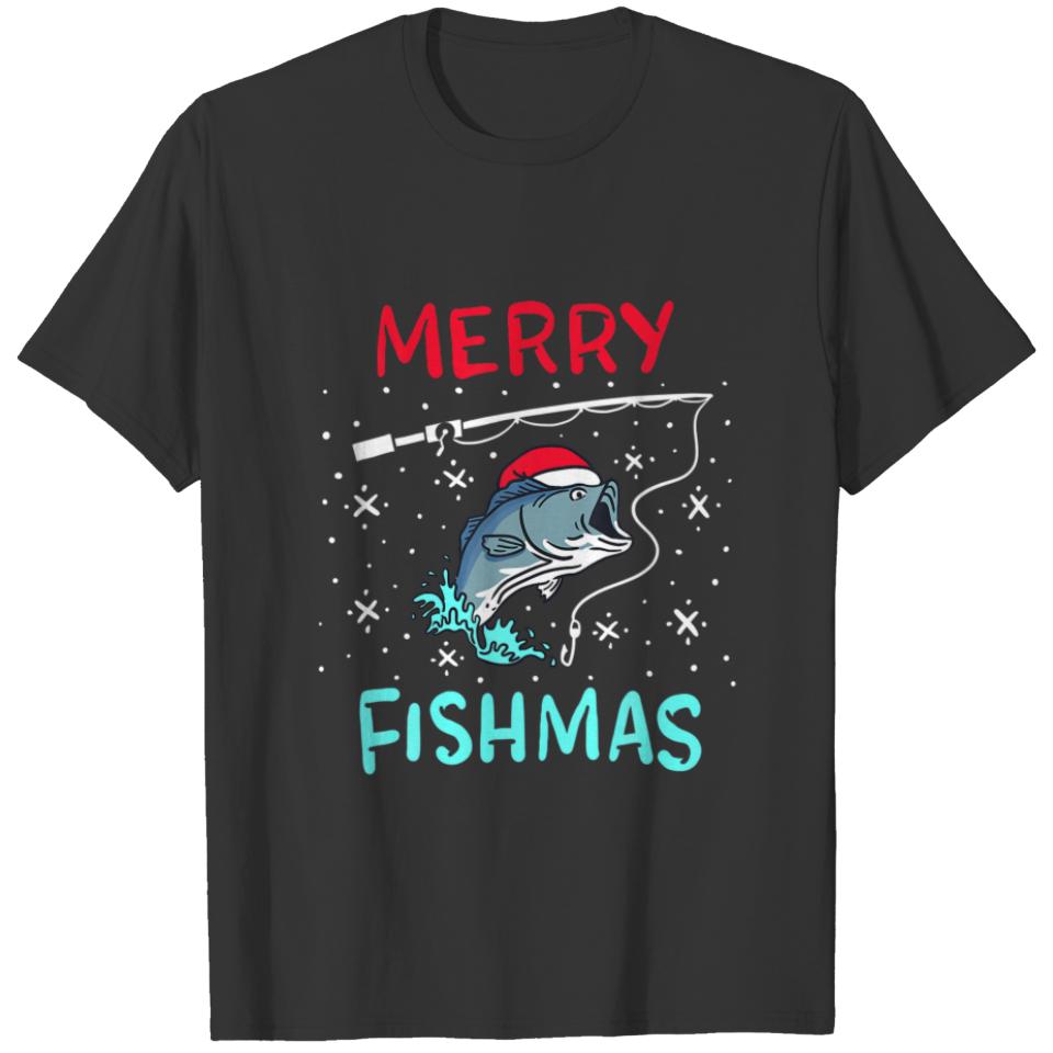 Merry Christmas Fishmas Funny Fishing Fish T-shirt