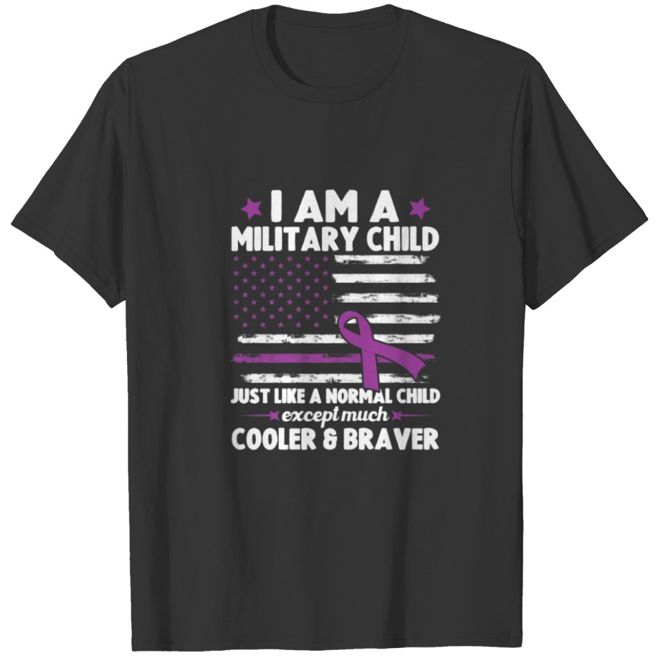 USA Flag Purple Up Of Military Kids, Month Of Mili T-shirt