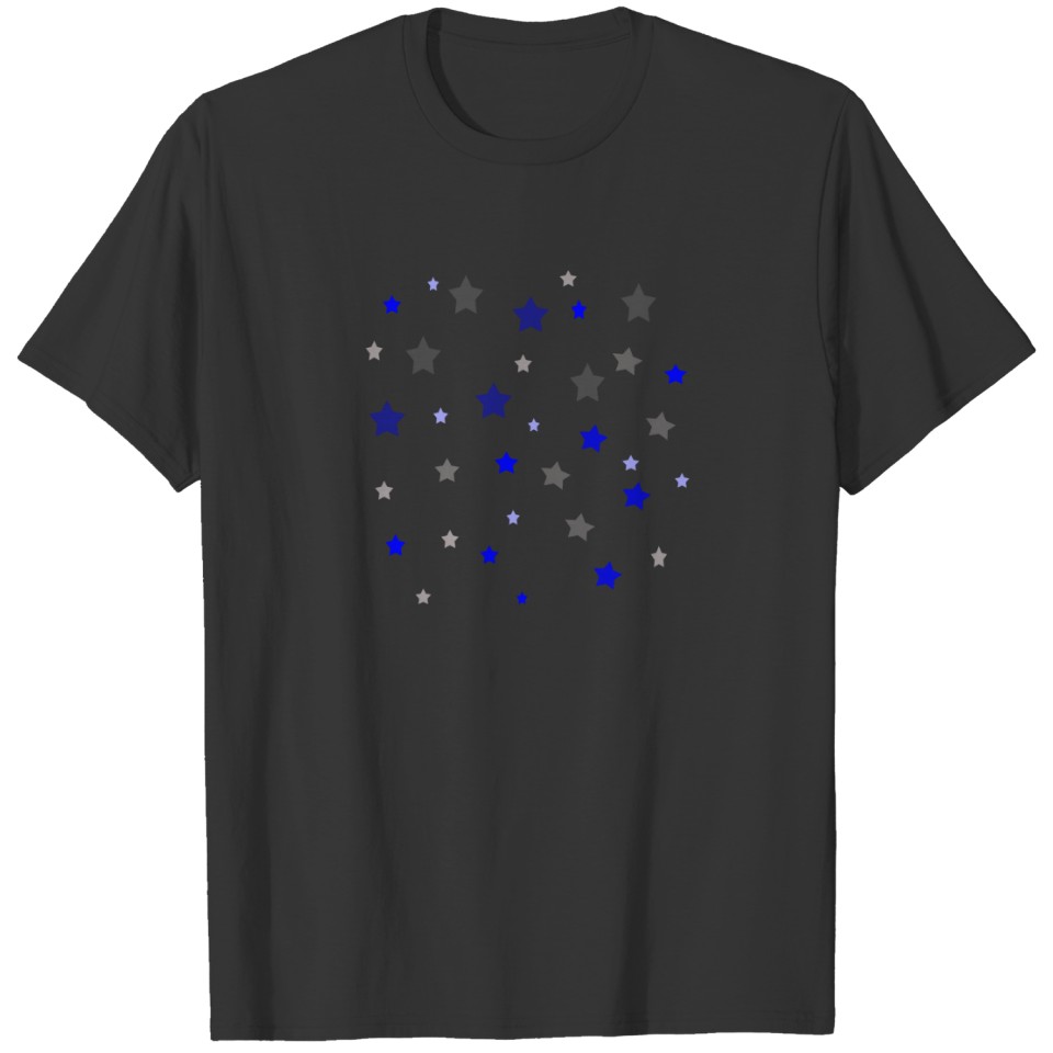Blue, light blue and grey stars pattern T-shirt