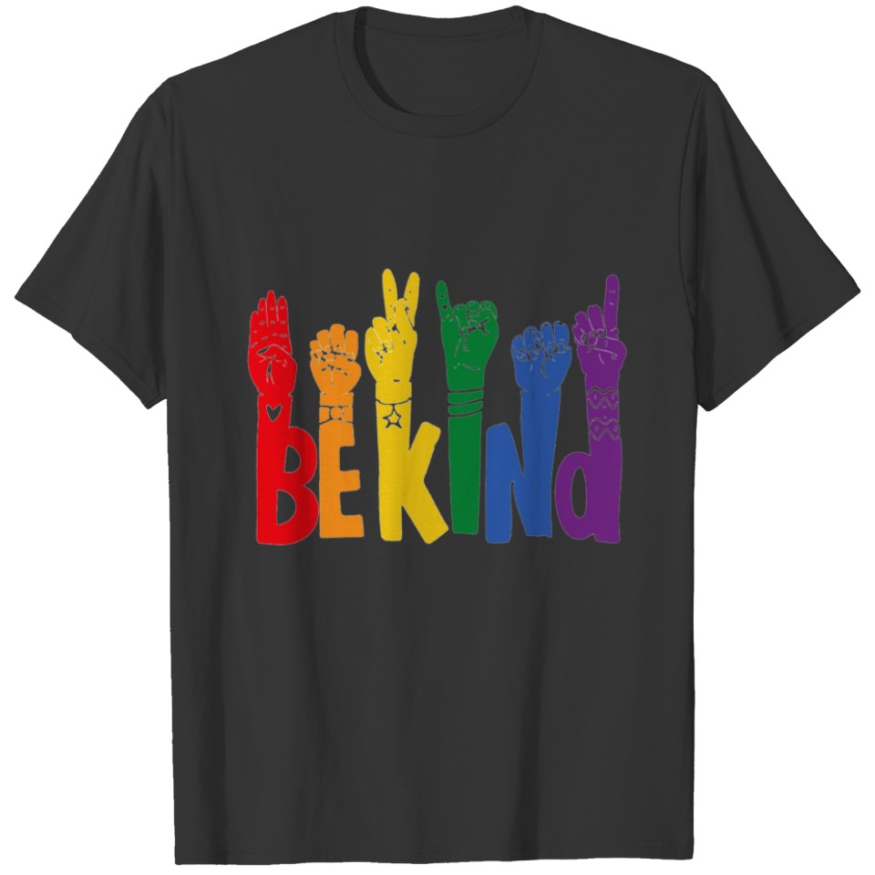 Be Kind Sign Language HandTalking Rainbow Equality T-shirt