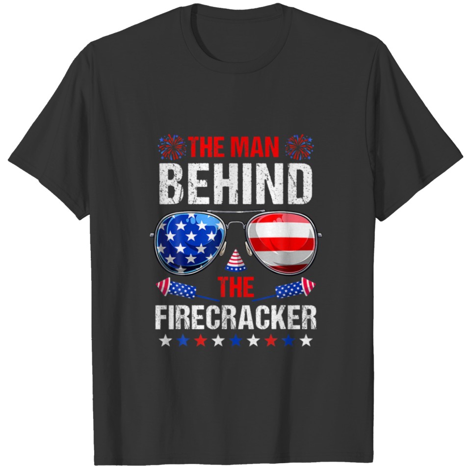 The Man Behind The Firecracker Fireworks Sunglasse T-shirt