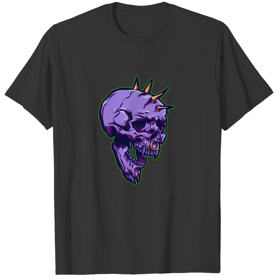 Purple skull with thorns on the head T-shirt