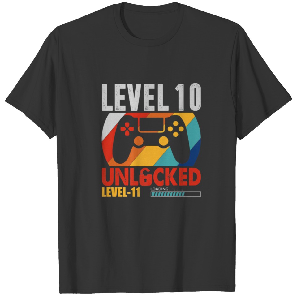 Funny 10Th Birthday Gift Video Gamer Level 10 Unlo T-shirt