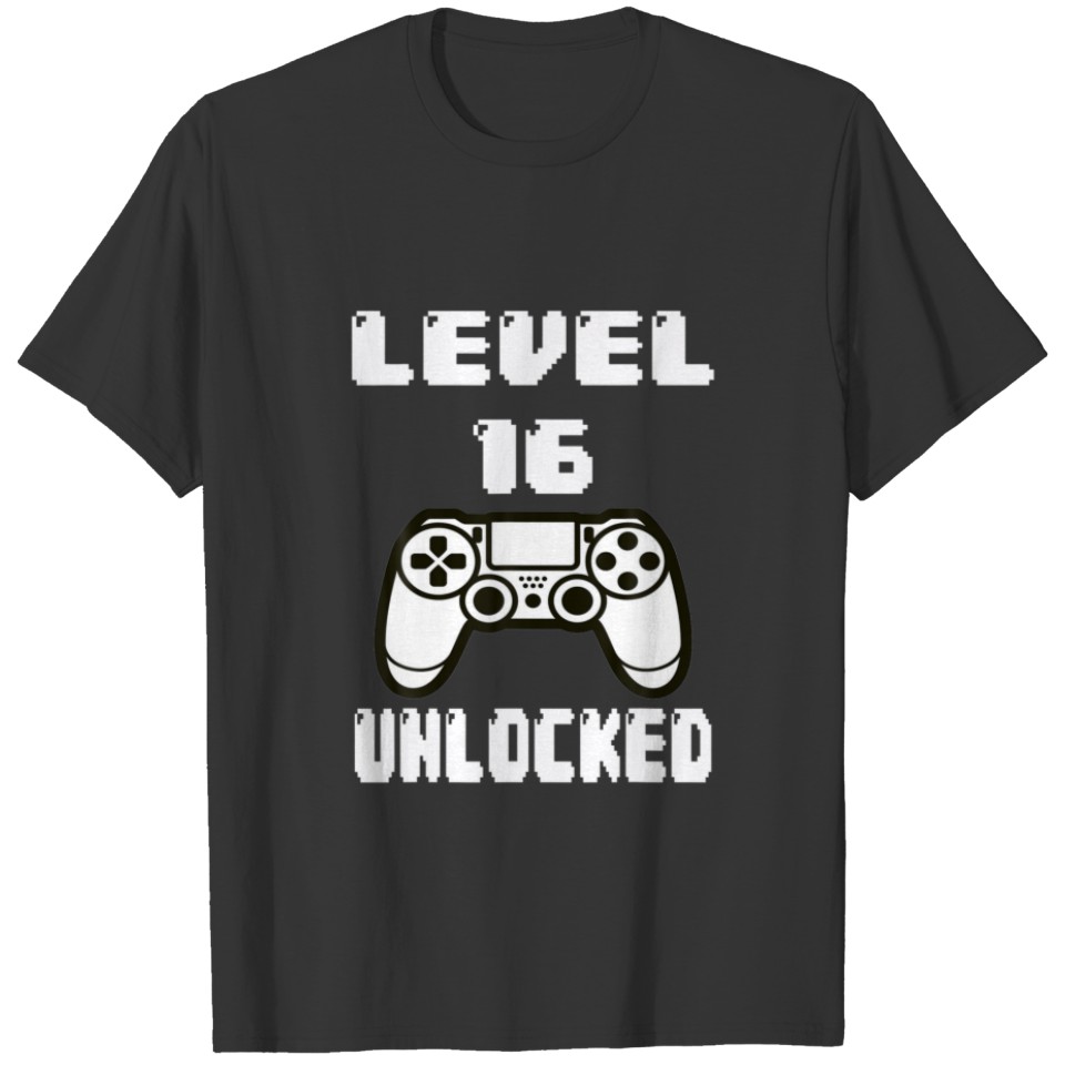 Level 16 Unlocked Video Game 16Th Birthday Gift T-shirt