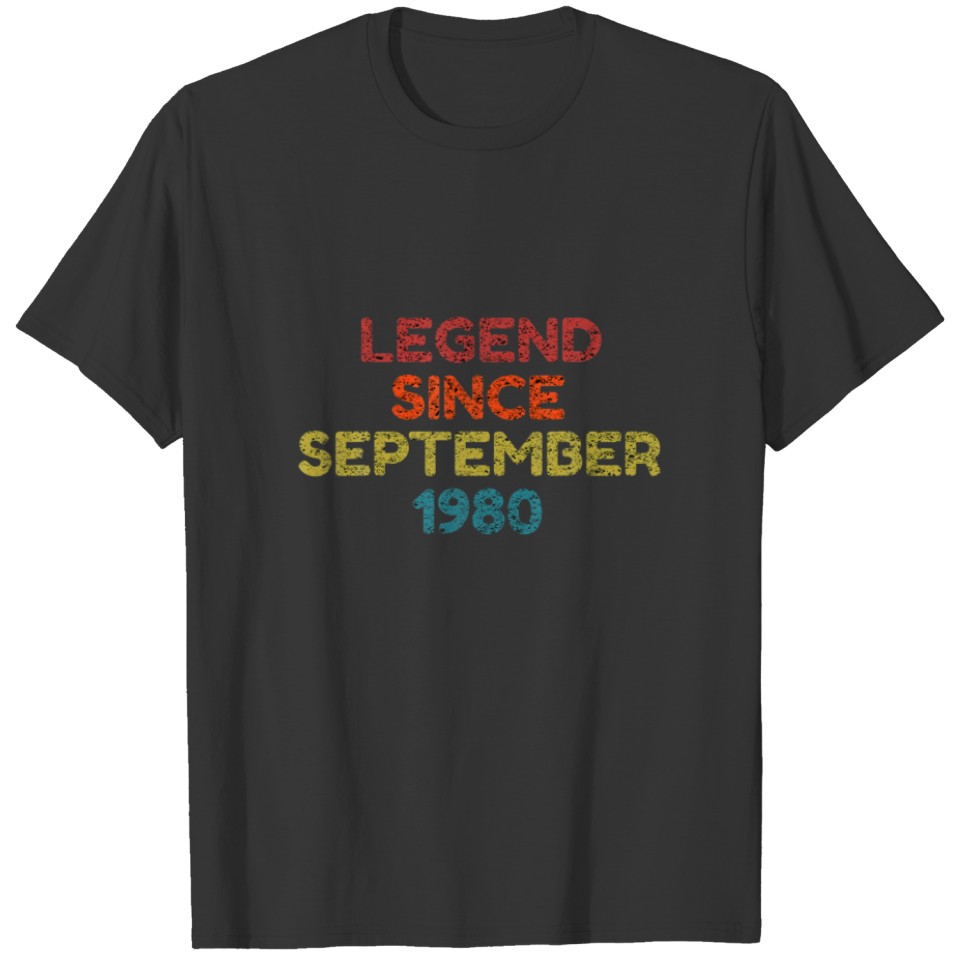 Legend Since September 1980 Retro Birthday Gift T-shirt