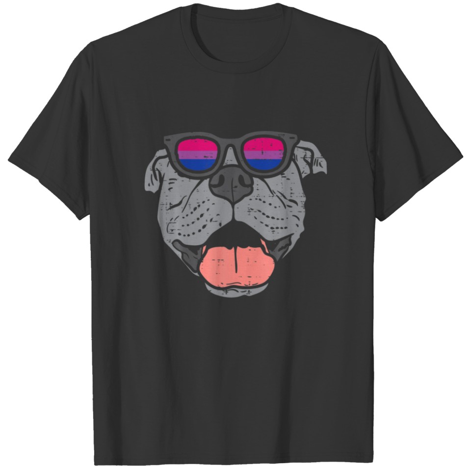 Pitbull Dog LGBTQ Bisexual Flag Gay Pride Ally Bi T-shirt