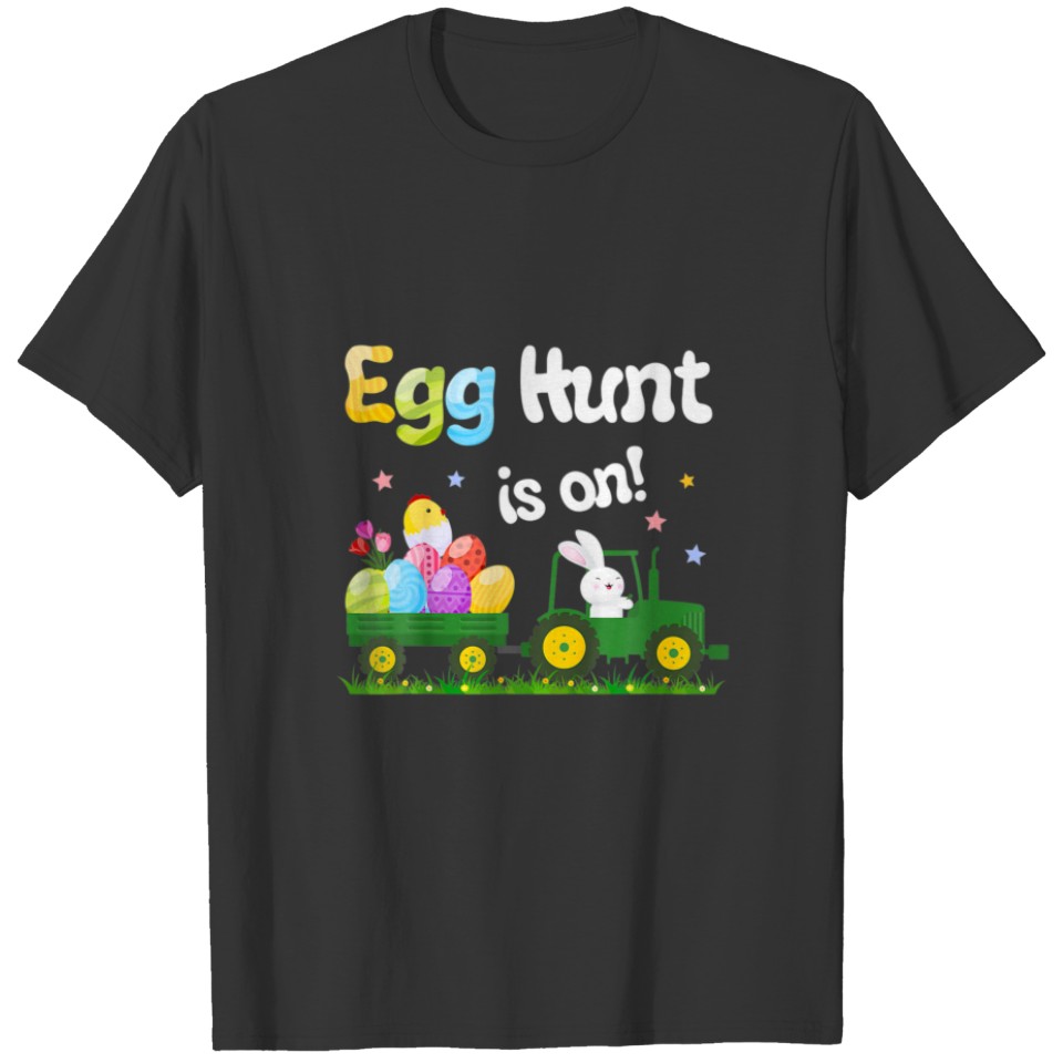 Egg Hunt Is On Tractor Easter Bunny Eggs Boys T-shirt