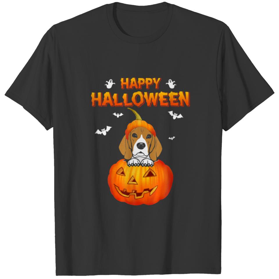 Beagle Dog In Pumpkin Cute Design Costumes For Dog T-shirt