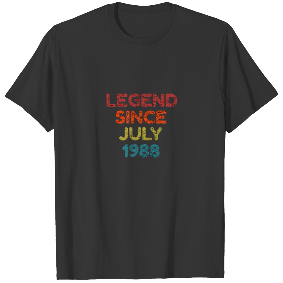 Legend Since July 1988 Retro Birthday Gift T-shirt