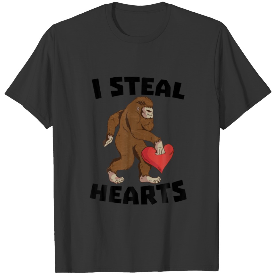 I Steal Hearts Bigfoot Lover Sasquatch Valentines T-shirt