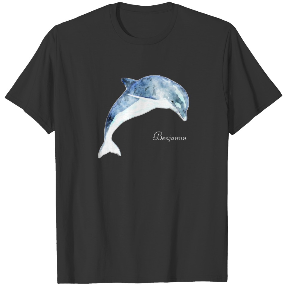 Adorable Cute Light Blue  Dolphin-Personalized T-shirt