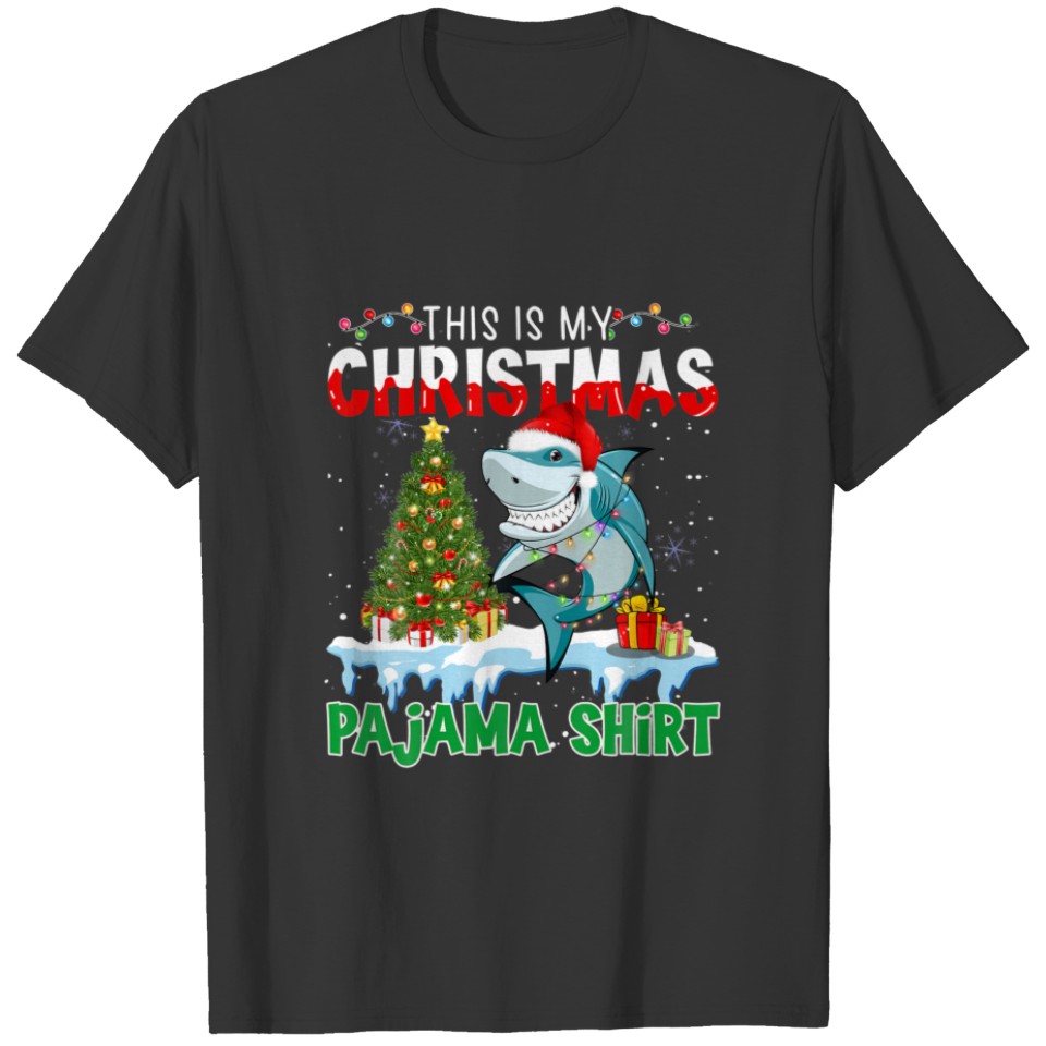 Funny Shark Christmas Lights This Is My Christmas T-shirt