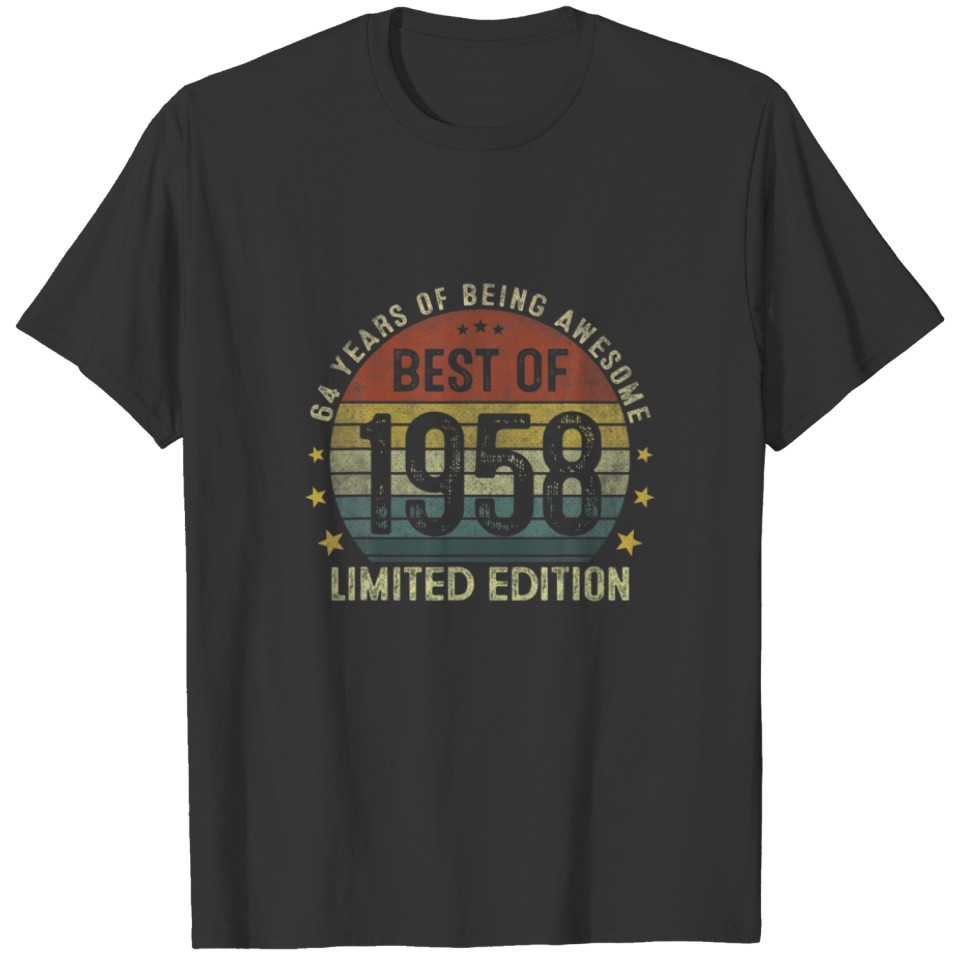 Best Of 1958 Limited Edition 64 Year Old Gifts 64T T-shirt
