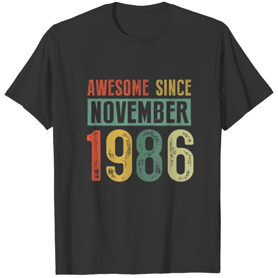 Awesome Since November 1986 Vintage 35Th Birthday T-shirt