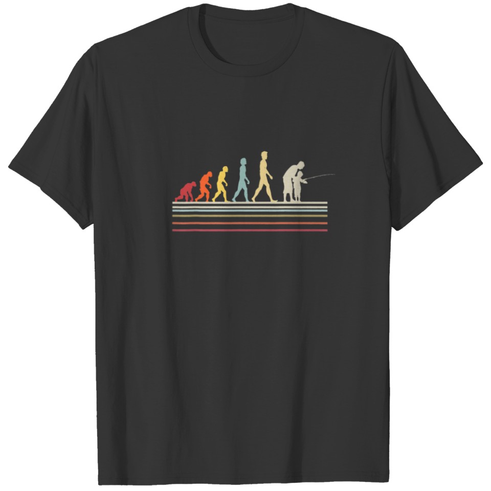 Mens Human Evolution Funny Fishing Dad Son Silhoue T-shirt