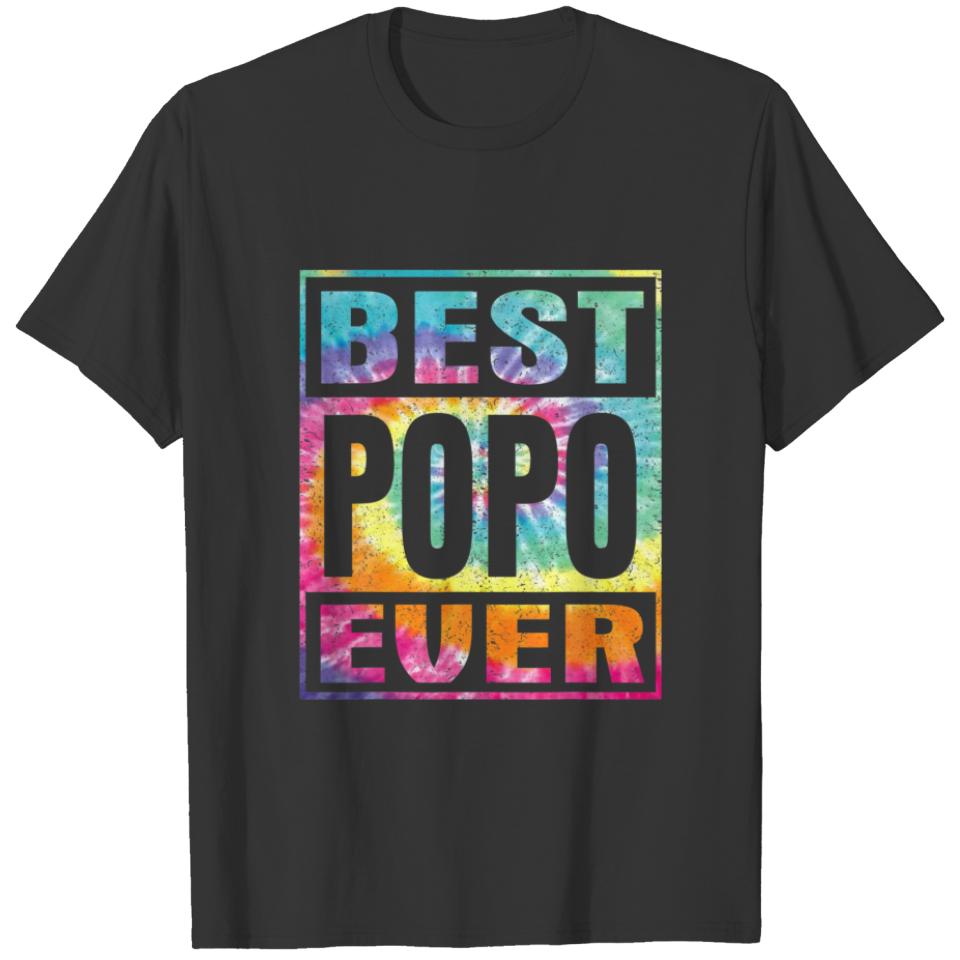 Best Popo Ever Vintage Tie Dye Funny Fathers Day T-shirt