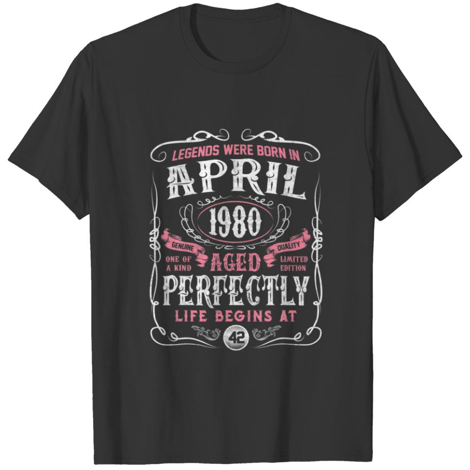 Legends Were Born In April 1980 42Nd Birthday T-shirt