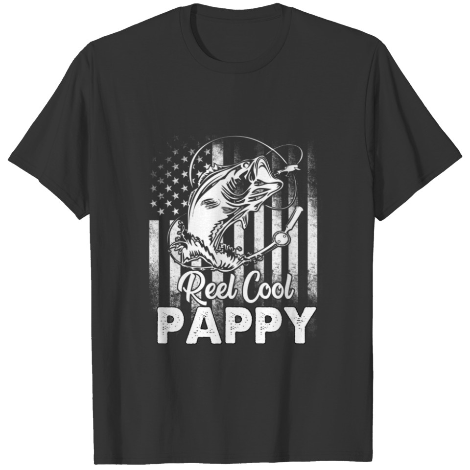 Mens Vintage Flag America Reel Cool Pappy Funny Fa T-shirt