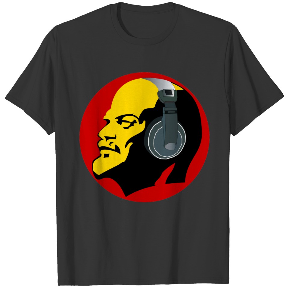 RED AND YELLOW LENIN WITH MUSIC HEADPHONES T-shirt