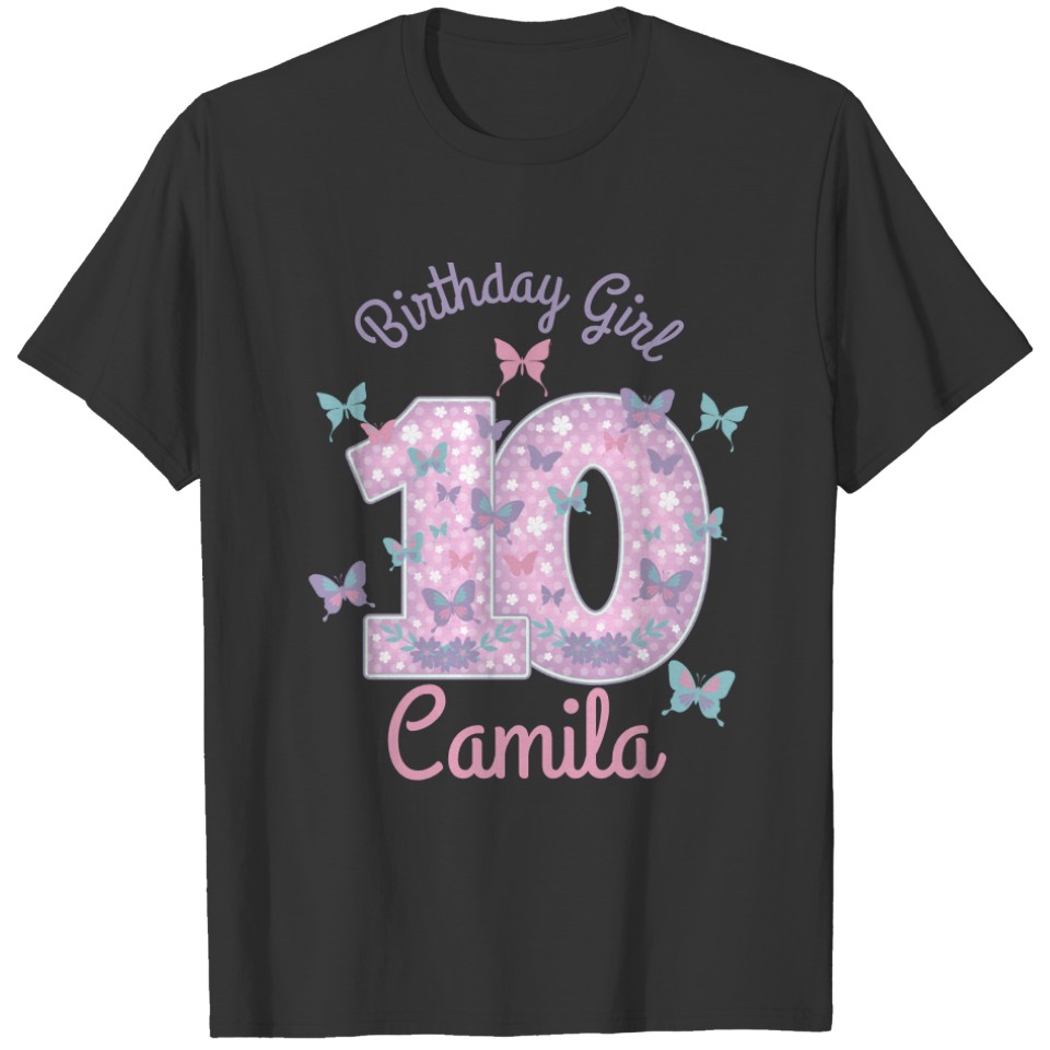 Butterfly Birthday Girl Tenth T-shirt