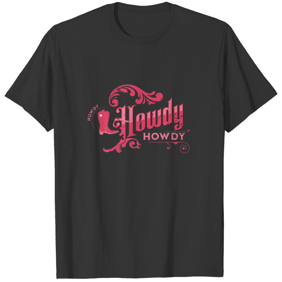 Girls Vintage Howdy Rodeo Western Cowgirl Country T-shirt