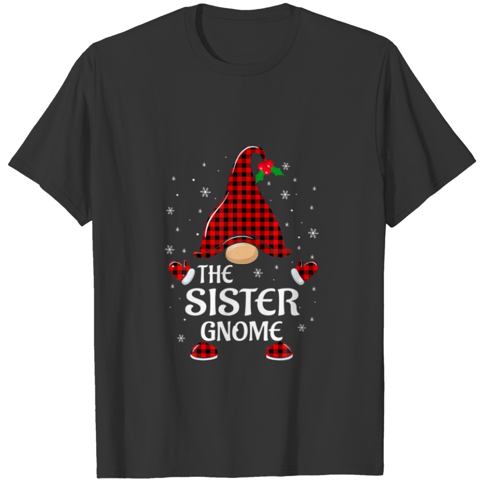 Sister Gnome Buffalo Plaid Matching Christmas Paja T-shirt
