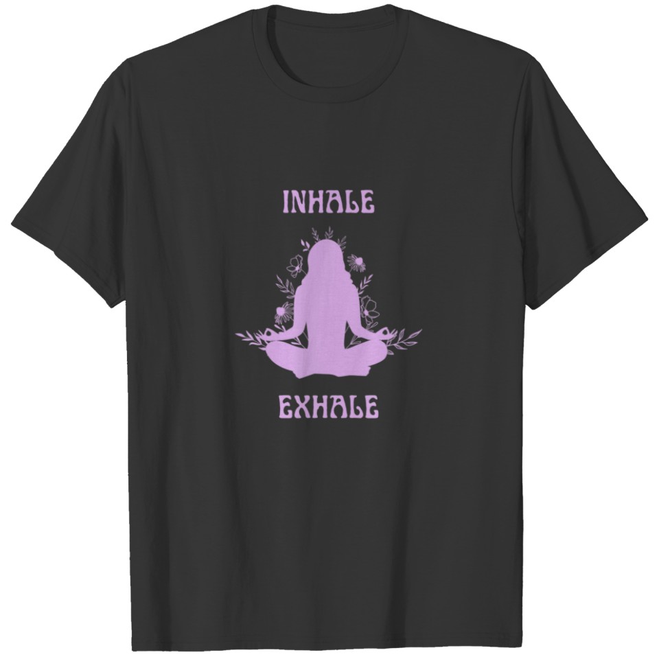 Inhale Meditation Exhale Lavender Purple Cute Yoga T-shirt
