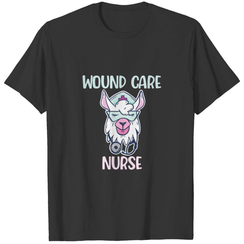 Womens Wound Care Nurse Cartoon Llama Nursing T-shirt