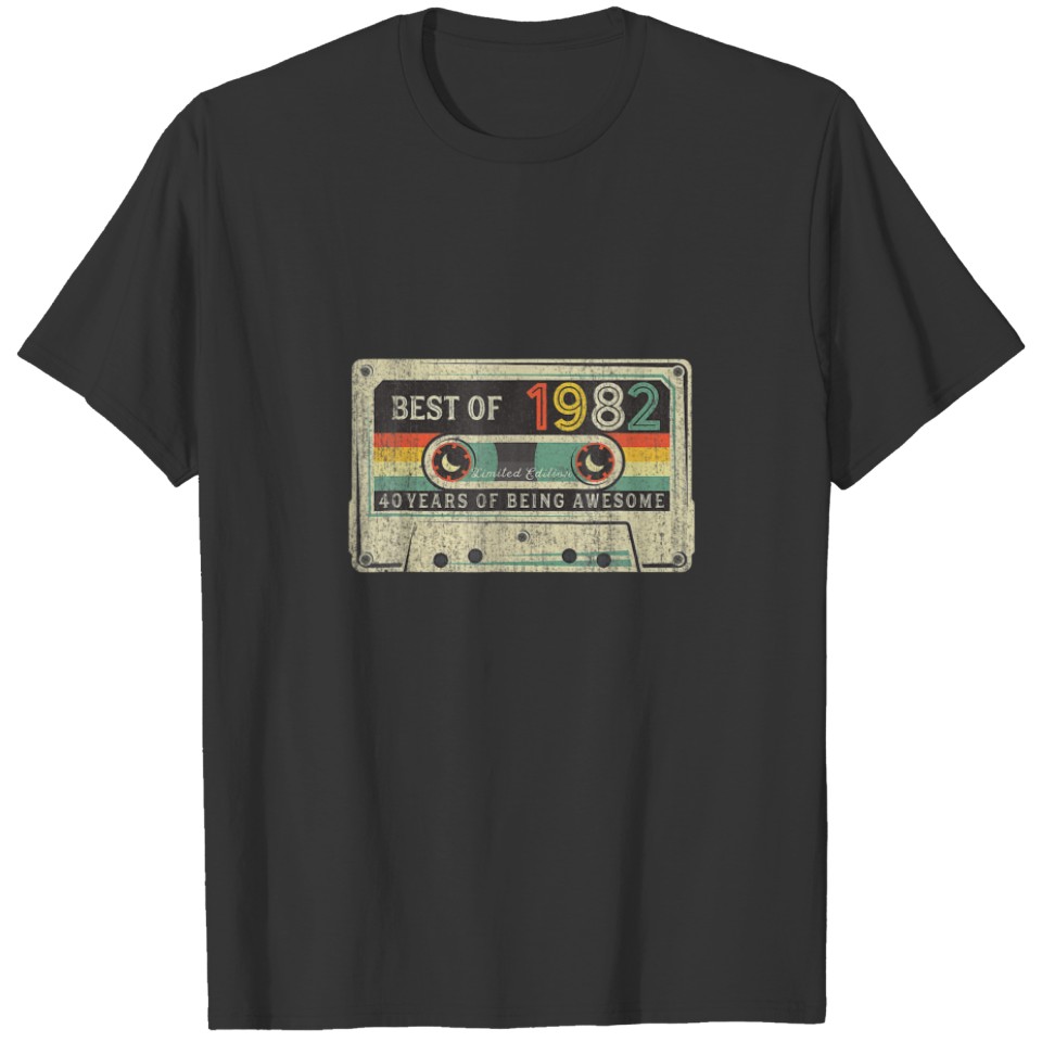 Best Of 1982 40Th Birthday Gifts Cassette Tape Vin T-shirt