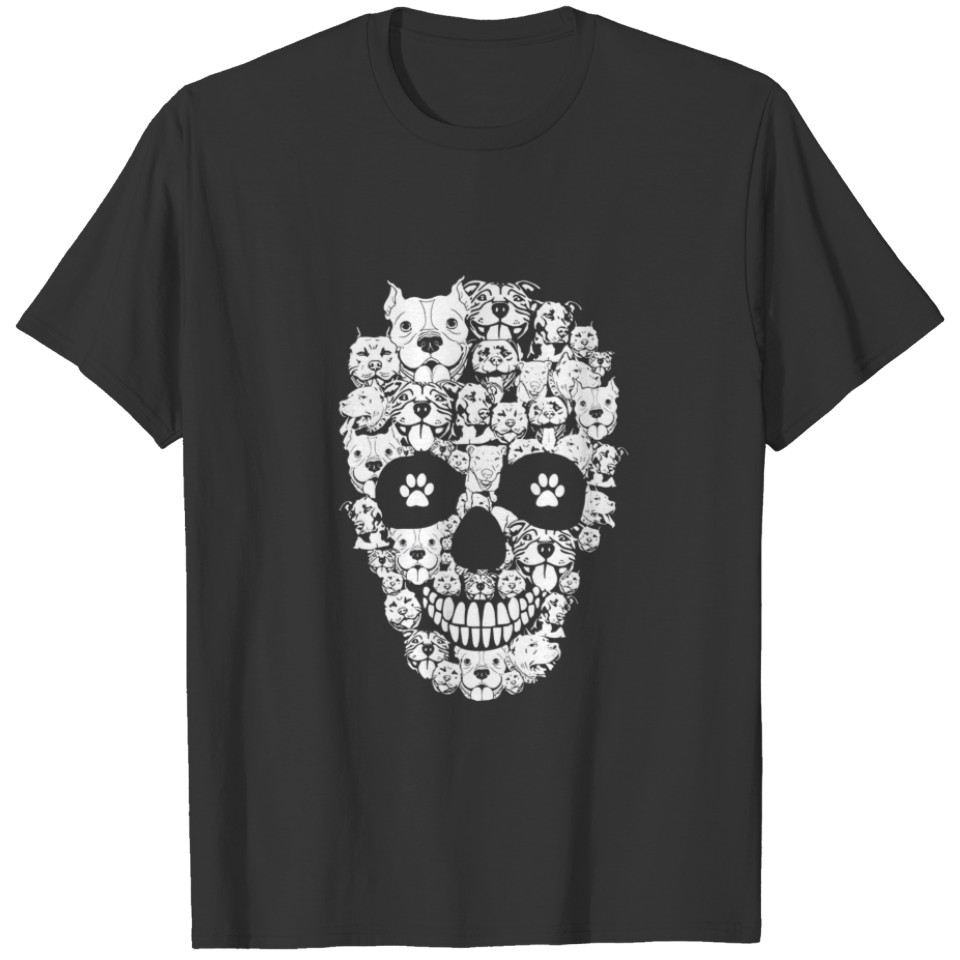 Halloween Funny Pitbull Dog Skull Pittie Skeleton T-shirt