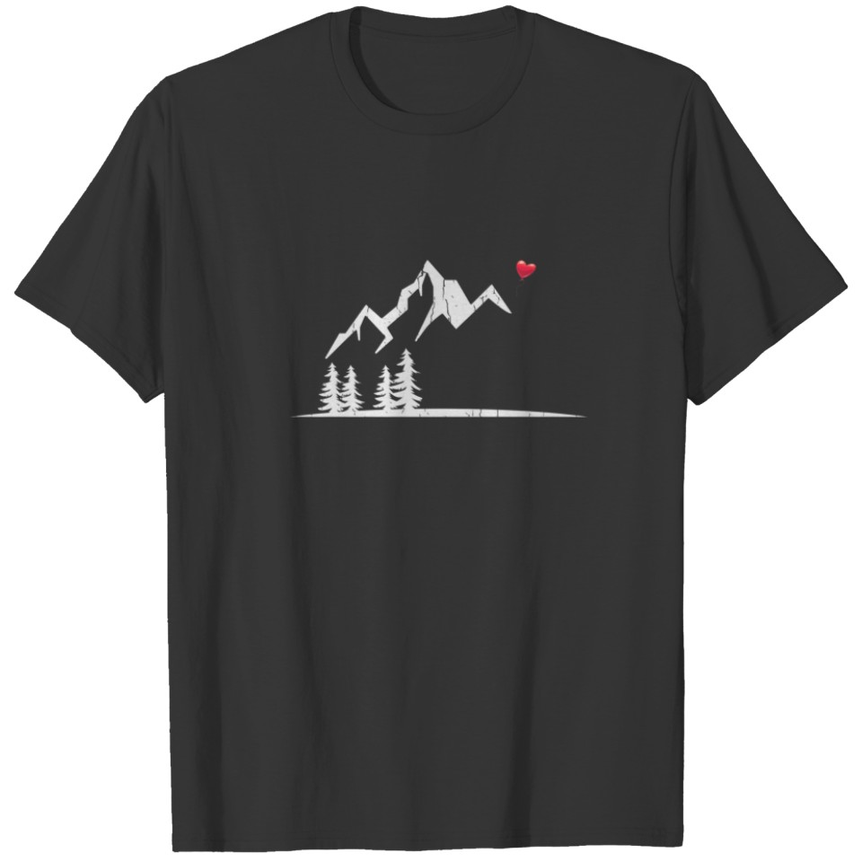 Cute Mountain Climber Heart Balloon Outdoor Hiking T-shirt
